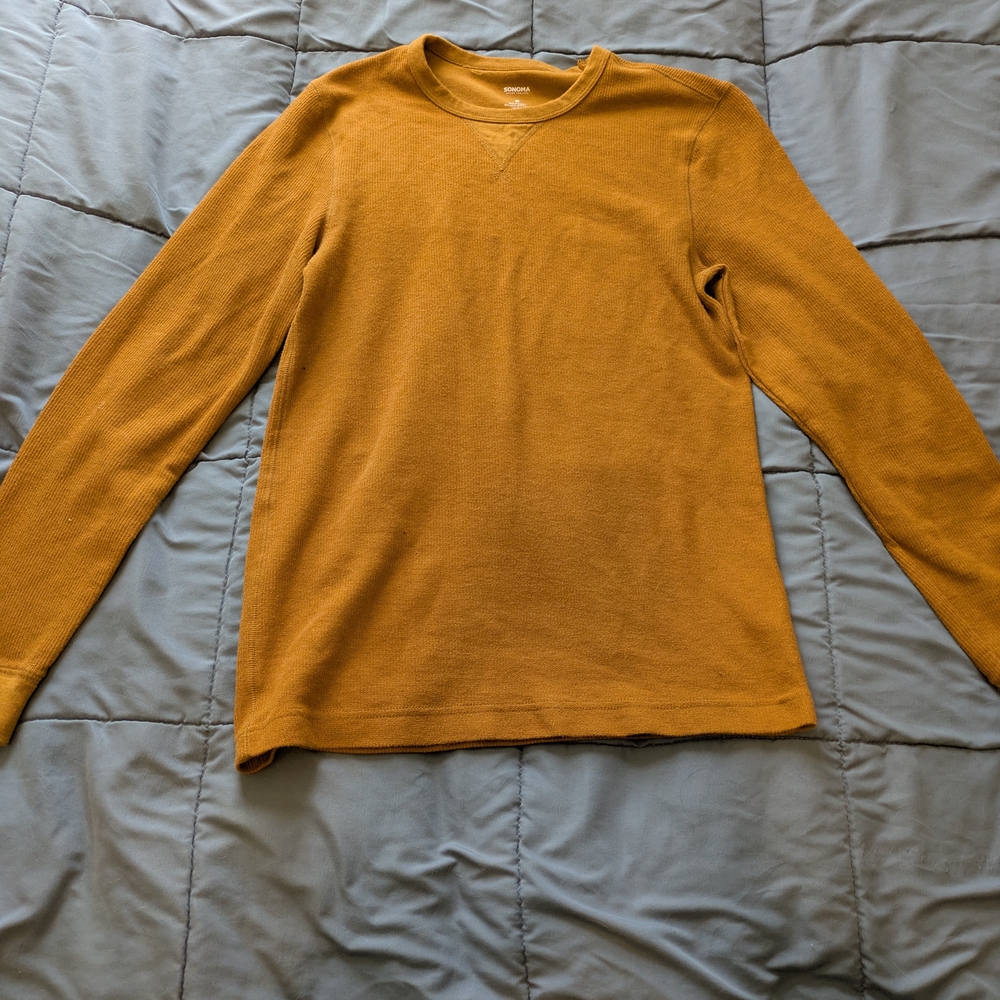 Men's Mustard Thermal Long Sleeve Tee